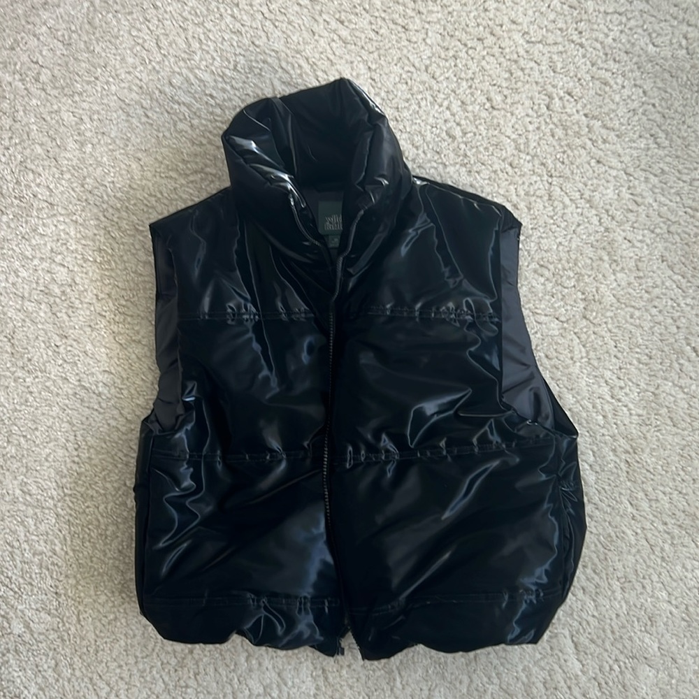 Wild Fable Shiny Black Crop Puffer Vest - XS